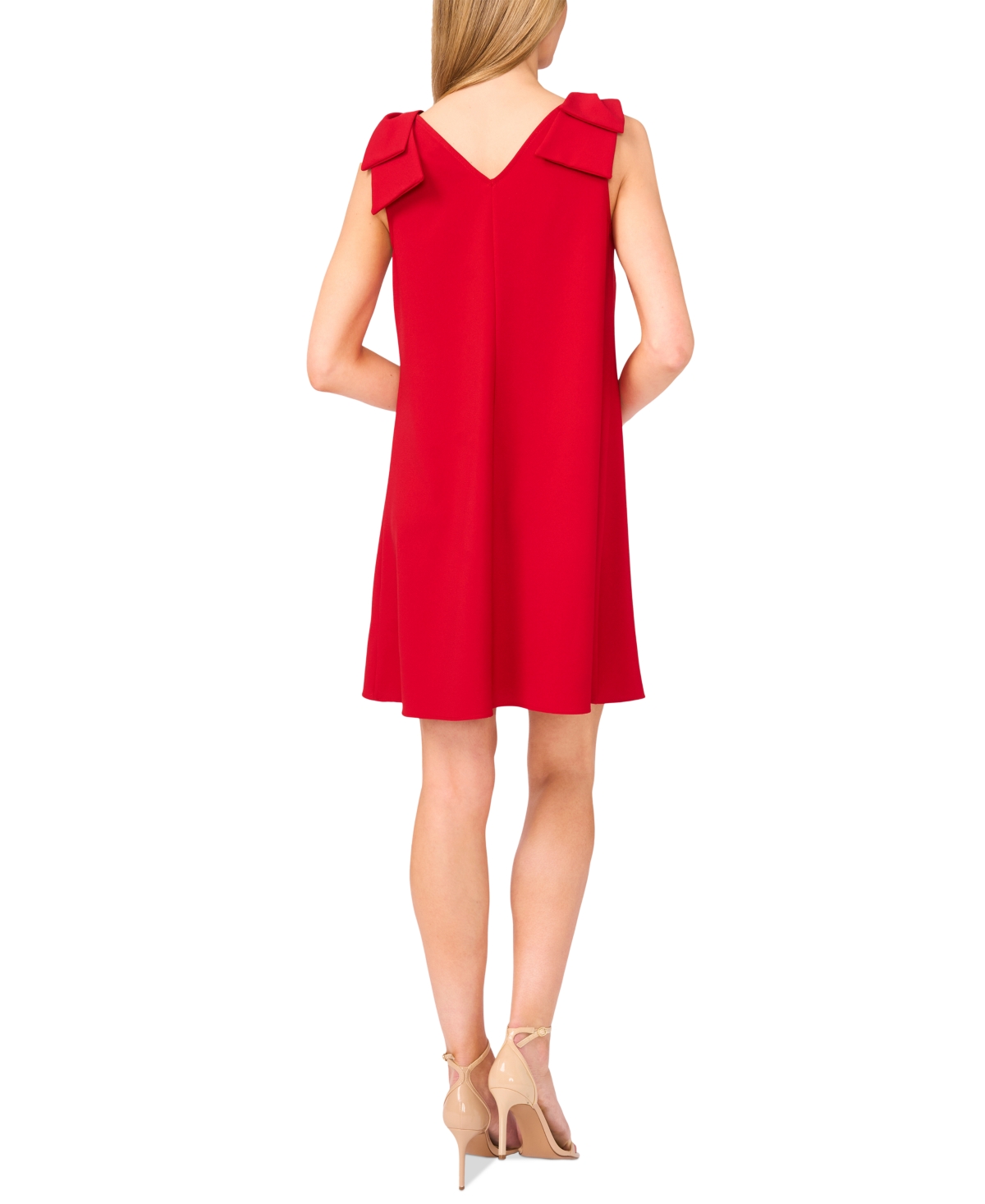 Cece Women's Solid-color V-neck Shoulder-bow Short Dress In Red