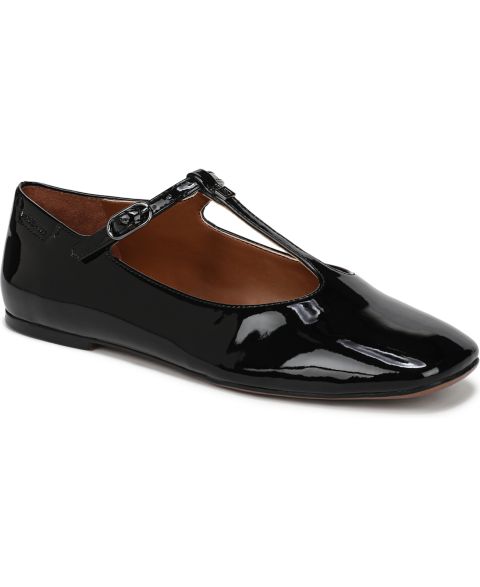 Женские балетки Franco Sarto Marylee Round Toe Mary Jane Flats, цвет: Чёрный лаковая искусственная кожа