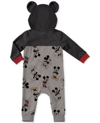Baby Boys Mickey Mouse Fleece Hooded Coverall  