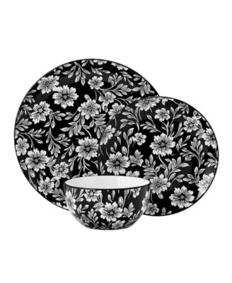 Midnight Blooms 12-Pc. Dinnerware Set, Service for 4