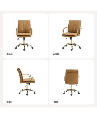1 Pc Faux Leather Modern Rocking Tilting High-Back Office Chair with 360-Degree Swivel Base