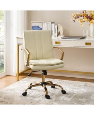 1 Pc Faux Leather Modern Rocking Tilting High-Back Office Chair with 360-Degree Swivel Base