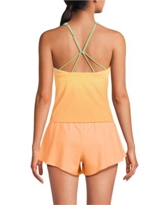 Women's Tugless High Neck Strappy Back Tankini Swimsuit Top