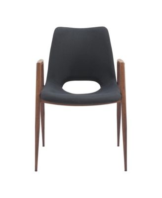 Set of Two Upholstered Faux Leather Open Back Dining Arm Chairs