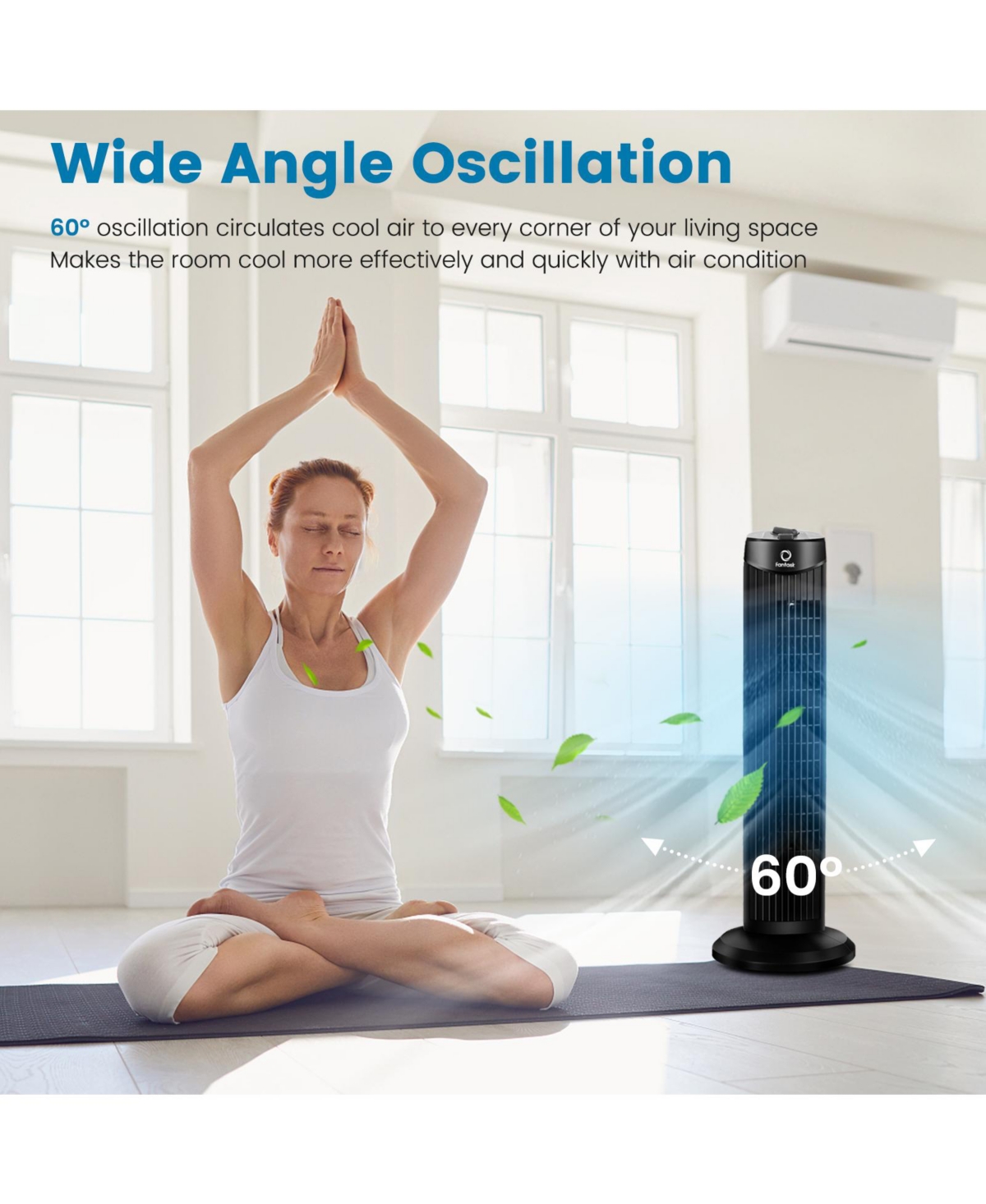 Fan task 35W 28 Inch Quiet Bladeless Oscillating Tower Fan