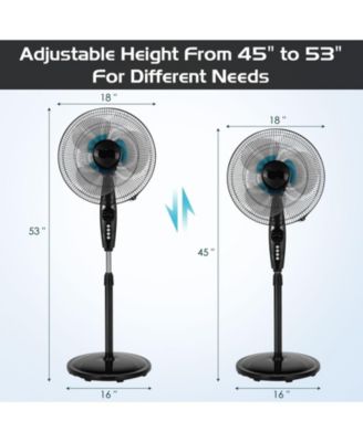  16 Inches Adjustable Height Fan with Quiet Oscillating Stand for Home and Office  Air Circulation Appliance