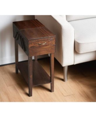 Solid Wood Rectangular End Table With Drawer And Shelf