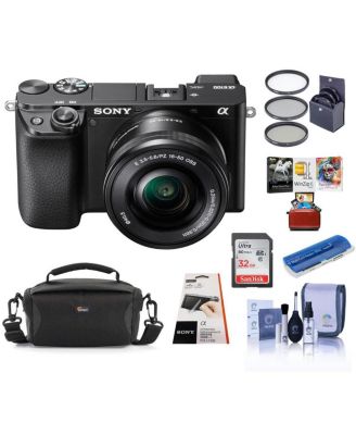 Alpha a6100 Mirrorless Digital Camera with 16-50mm Lens - Bundle With Camera Case, 32GB SDHC Card, 40.5mm Filter kit, Card Reader, LCD Protector