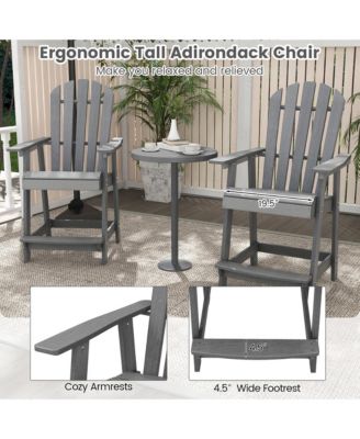 4PCS Bar Stool HDPE Chair w/ Armrest Footrest Home Indoor Outdoor Patio