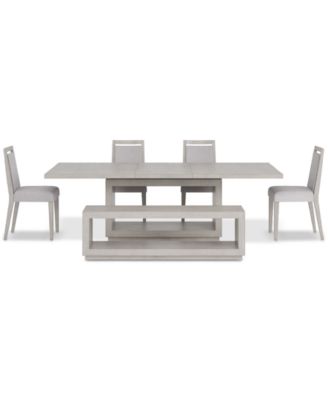 Tivie 6-Pc. Dining Set (Rectangular Table, 4 Wood Dining Chairs & Bench)