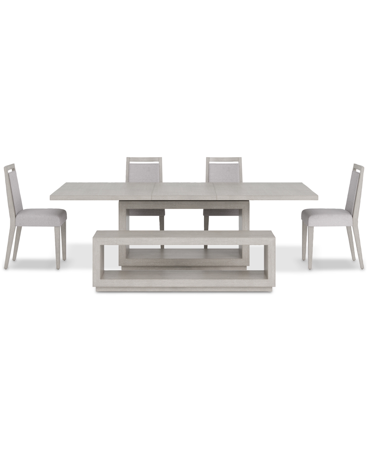 Macy's Tivie 6-pc. Dining Set (rectangular Table, 4 Wood Dining Chairs & Bench) In Gray