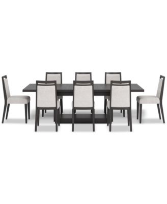 Tivie 9-Pc. Dining Set (Rectangular Table & 8 Wood Dining Chairs)