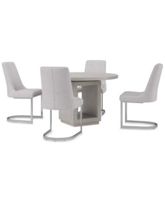 Tivie 5-Pc. Dining Set (Round Table & 4 Metal Dining Chairs)