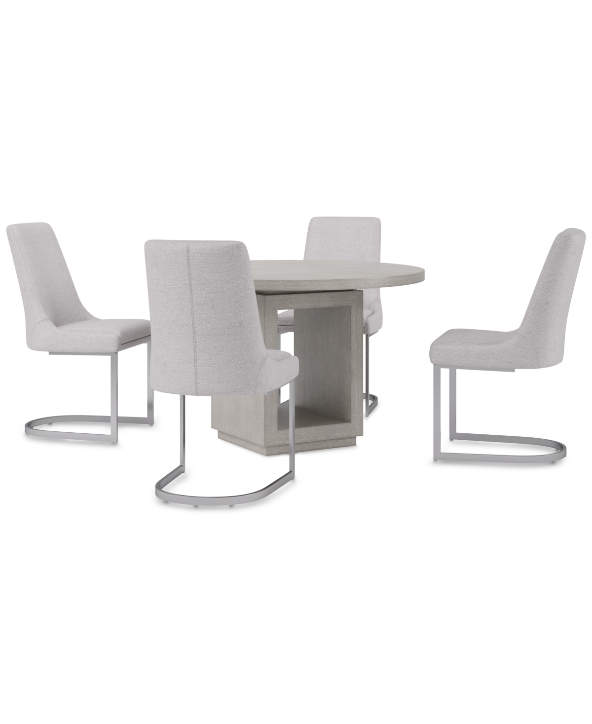 Macy's Tivie 5-pc. Dining Set (round Table & 4 Metal Dining Chairs) In White