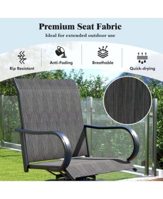 Outdoor Swivel Bar Stool Set of 2 w/Breathable Fabric and Heavy Duty Metal Frame Navy