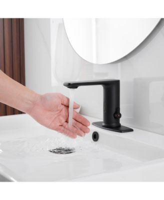 Automatic Sensor Touchless Single Hole Bathroom Sink Faucet With Temperature Mixing Valve In Polished Chrome