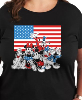 Plus Size Disney Mickey and Gang American Flag Graphic T-Shirt