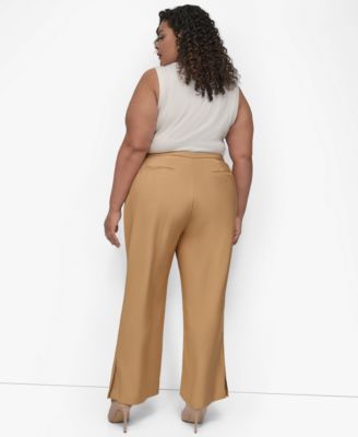 Plus Size Sueded Canvas High-Rise Pants