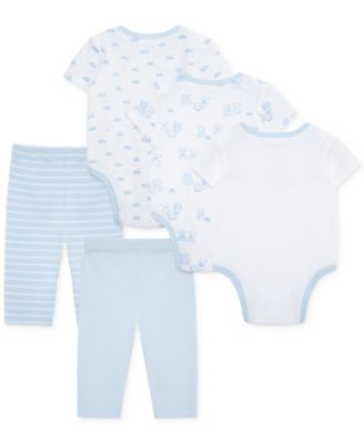 Baby Boys Cotton Bears Bodysuits & Pants, 5 Piece Set