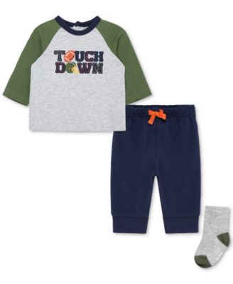 Little Me - Baby Boys Football T-Shirt, Jogger Pants & Socks, 3 Piece Set