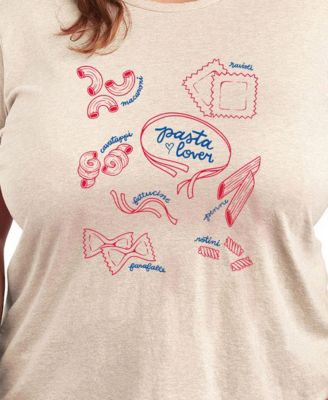 Plus Size Pasta Lover Graphic Crew Neck T-Shirt