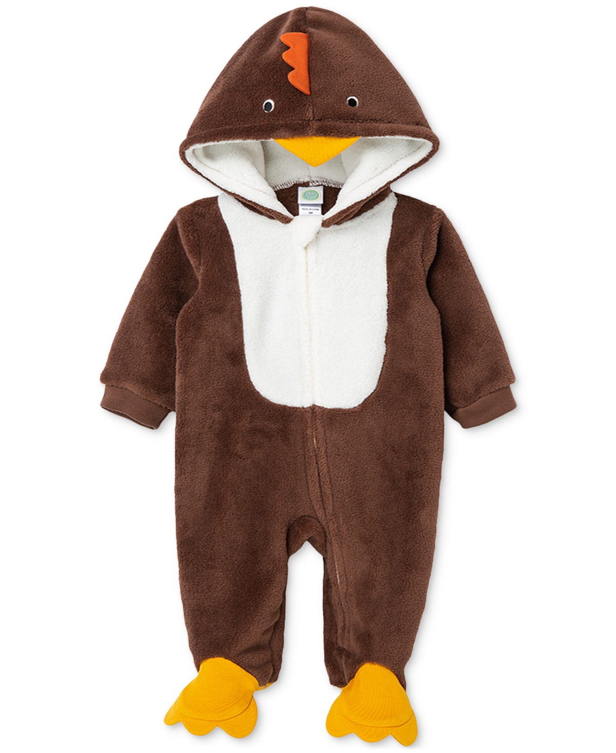 Little Me Baby Turkey Minky Fleece Footed Coverall In Brown