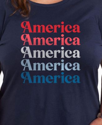 Plus Size America Repeated Graphic Crew Neck T-Shirt