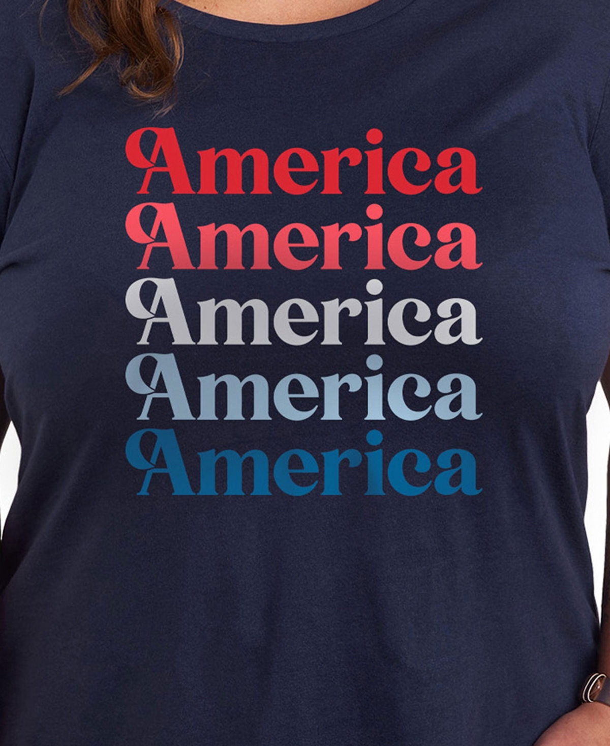 Hybrid Apparel Plus Size America Repeated Graphic Crew Neck T-shirt