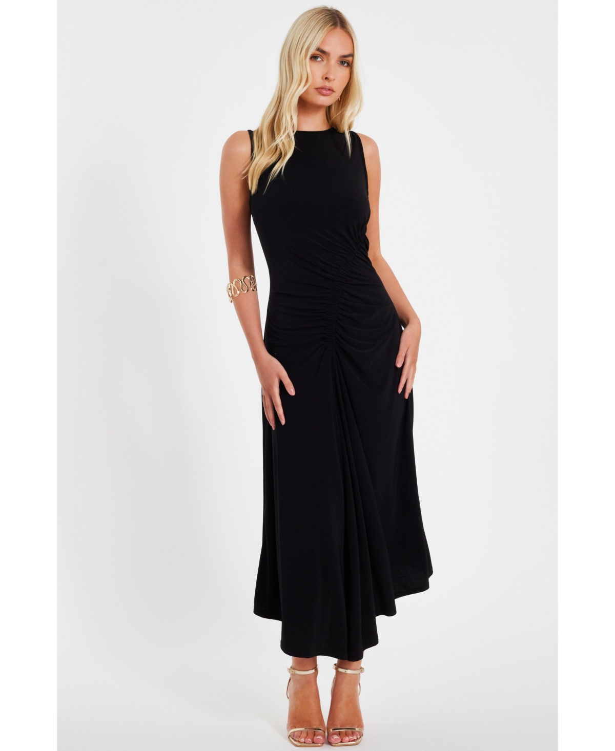 Women's Ity Ruched Detail Midi Dress - Black