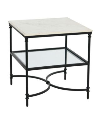 CREATIVE CO-OP 24" Marble and Metal Libertine Genuine Ogee Edge Square End Table