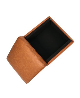 CREATIVE CO-OP 23.7" Solid Wood Atley Upholstered Modern Ottoman