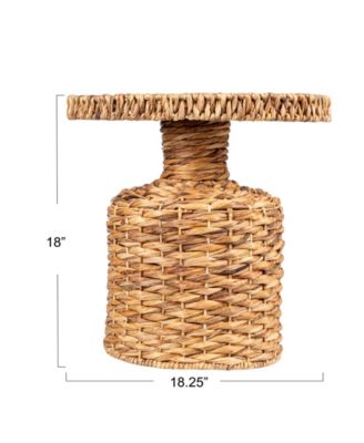 18.2" Water Hyacinth Hand-Woven Round Table