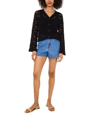 Vince Camuto - Women's Pointelle Cotton Cardigan