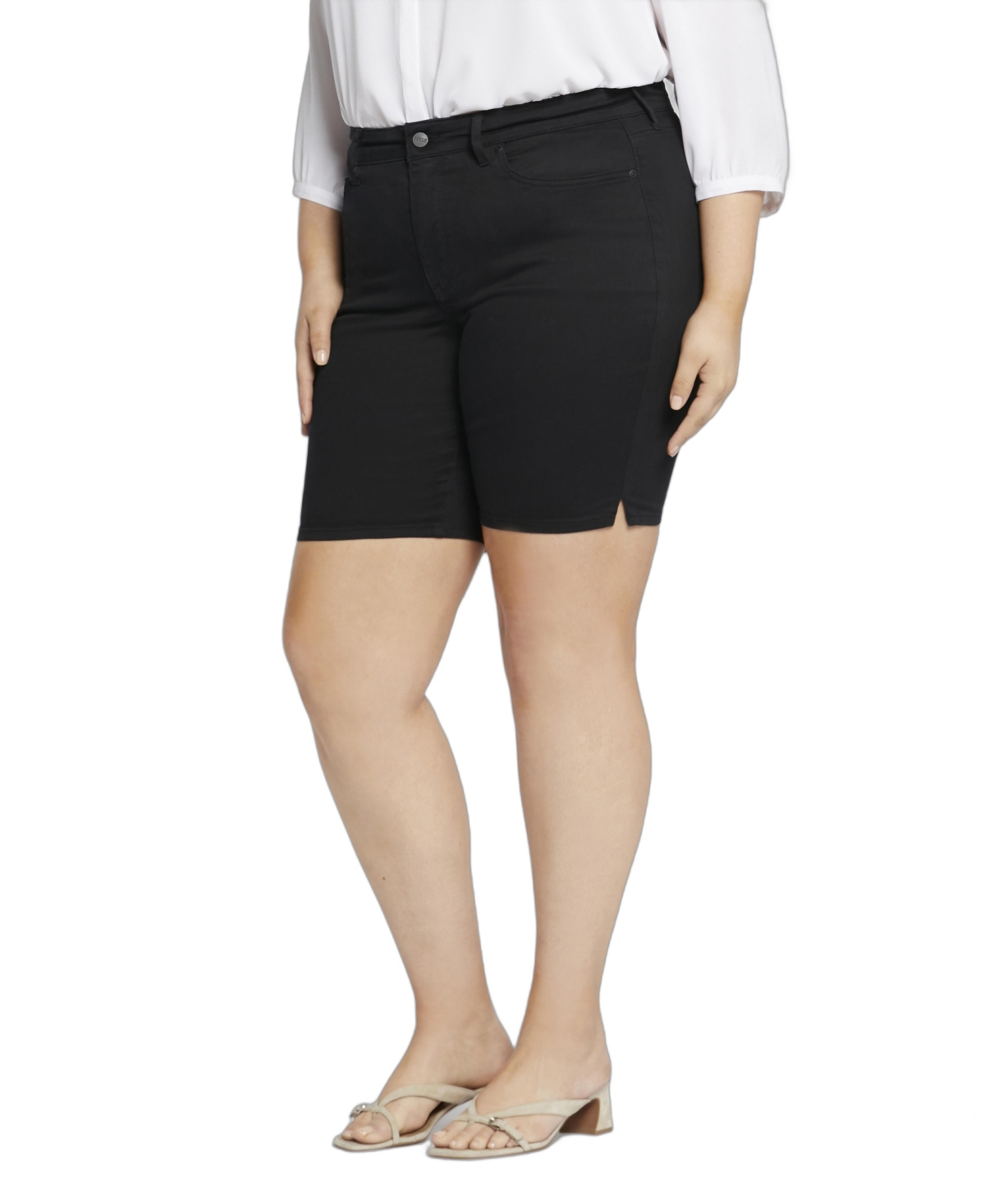 Nydj Plus Size Ella Denim Shorts With Side Slits