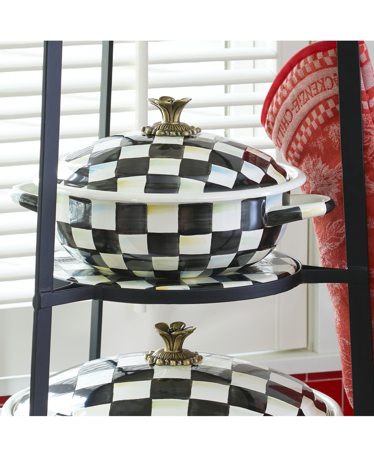 Mackenzie-childs Courtly Check Medium Casserole Dish In Black