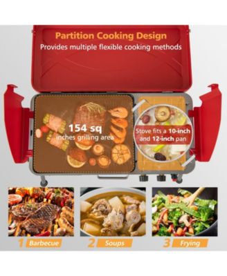 2-in-1 Gas Camping Grill and Stove with Detachable Legs