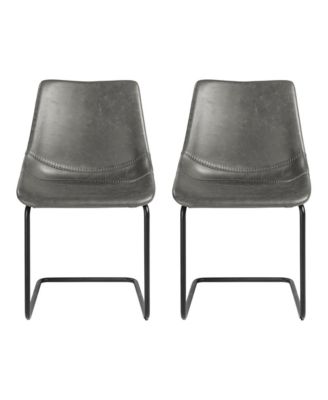 Set of 2 Faux Leather Cantilever Chairs for Dining Room or Office Seating