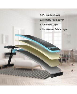 Folding Weight Bench Adjustable Sit-up Board Workout Slant Bench-Blue