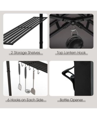 10.5 x 5 FT Grill Gazebo with Side Awning and Double-Tiered Top