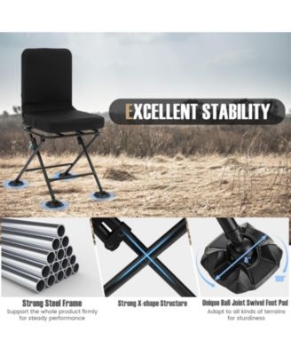 Swivel Folding Chair with Backrest and Padded Cushion
