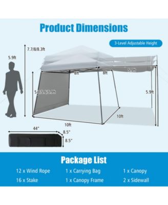 Patio 10x10FT Instant Pop-up Canopy Folding Tent with Sidewalls and Awnings Outdoor