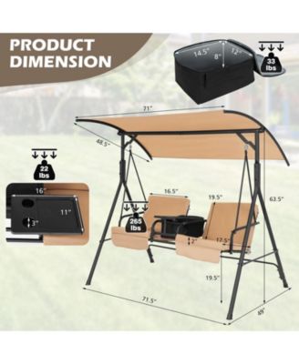 Porch Swing Chair with Adjustable Canopy