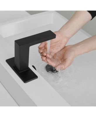 0.78in/20mm,hole size: 0.78in/20mm-1.18in/30mm Automatic Sensor Touchless Bathroom Sink Faucet With Deck Plate In Matte Black
