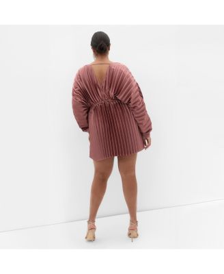 Plus Size Chloe Accordion Sleeve Pleat Dress