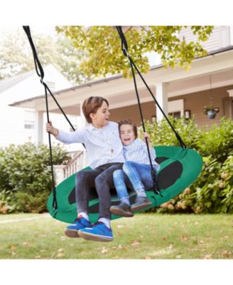 40 Inches Saucer Tree Swing Round with Adjustable Ropes and Carabiners