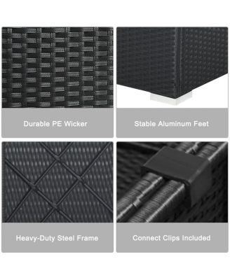 7 Pieces Sectional Wicker Furniture Sofa Set with Tempered Glass Top Coffee Table