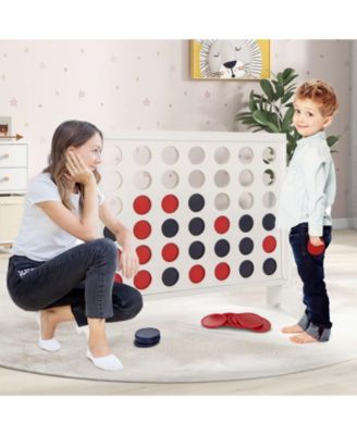 4-in-a-row Game Set Wooden Jumbo 4-to-Score Game with Carrying Bag