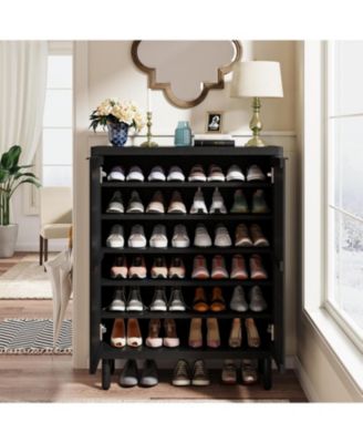 6-Tier Freestanding Shoe Cabinet with Shutter Doors and Adjustable Shelves for Entryway and Hallway