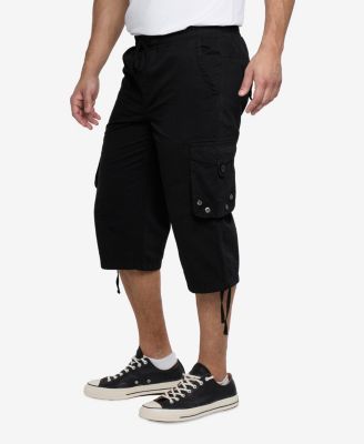 Men's 18" Elastic Waist Capri Long Cargo Shorts