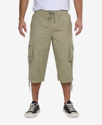 X RAY Men's 18" Elastic Waist Capri Long Cargo Shorts